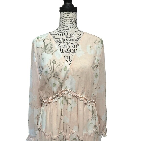 Simplee Midi Dress Feminine Floral Design Size Large Romantic Whimsical Fairy - Picture 2 of 9